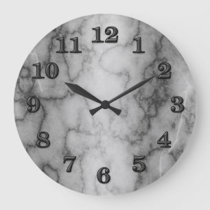 Black and White Marble Large Clock