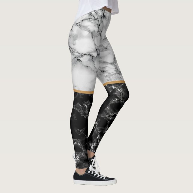 Black and White Marble Leggings (Right)