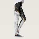 Black and White Marble Leggings Your Letter<br><div class="desc">Trendy Black & White Marble Stone Leggings -Add Your Letter / Number / Etc.</div>