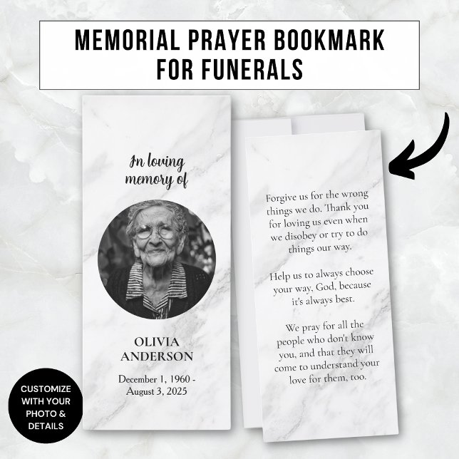 Black and White Marble Memorial Prayer Photo (Creator Uploaded)