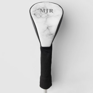 Black and white Marble   Monogram Personalized Golf Head Cover