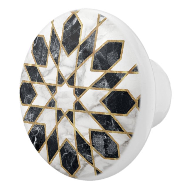 Black and White Marble Moroccan Mosaic Ceramic Knob (Right)