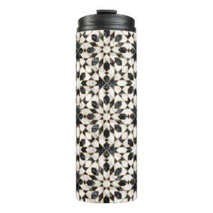 Black and White Marble Moroccan Mosaic Kitchen Thermal Tumbler