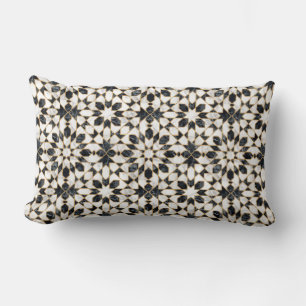 Black and White Marble Moroccan Mosaic Lumbar Pillow