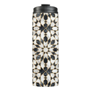 Black and White Marble Moroccan Mosaic  Thermal Tumbler