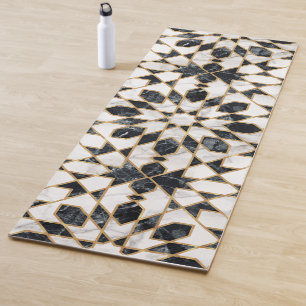Black and White Marble Moroccan Mosaic Yoga Mat