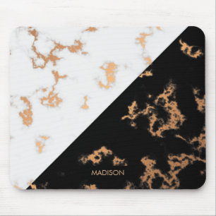 Black and White Marble Mouse Pad