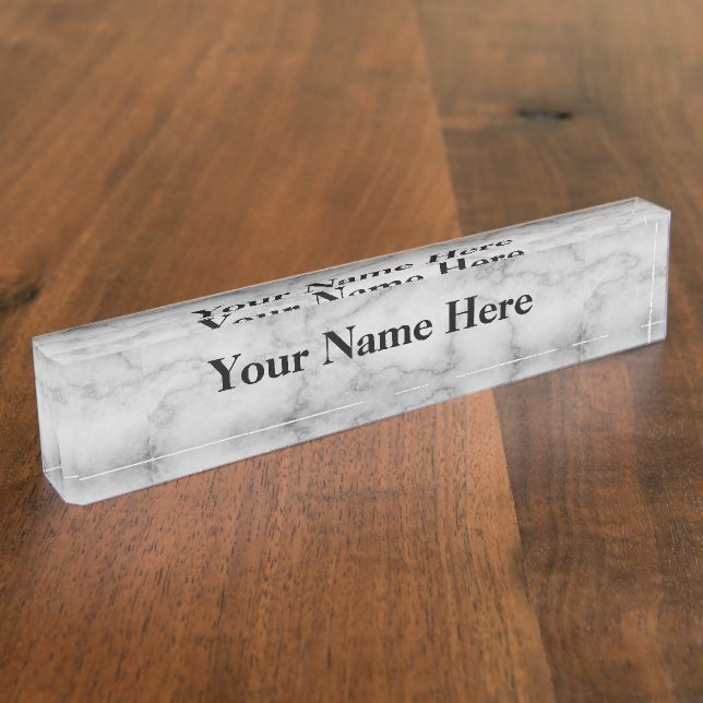Black and White Marble Nameplate (Side)