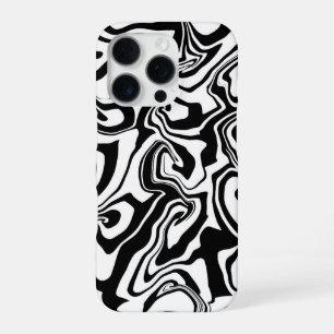 Black and white marble - paper marbling style iPhone 16 pro case