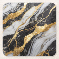 Black and White Marble Pattern with Gold