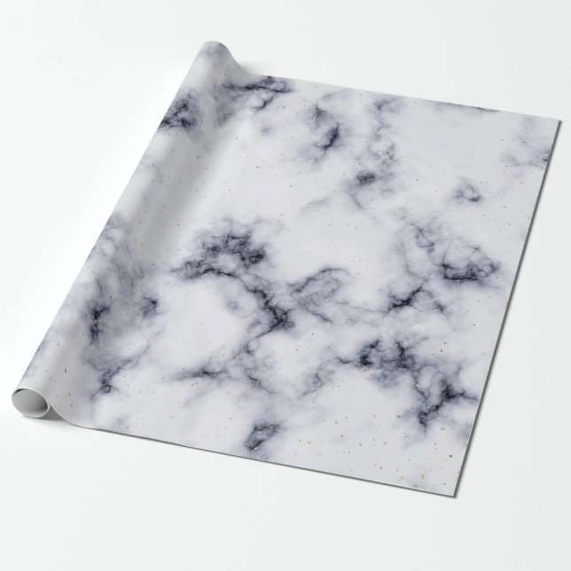 Black and White Marble Pattern Wrapping Paper (Unrolled)