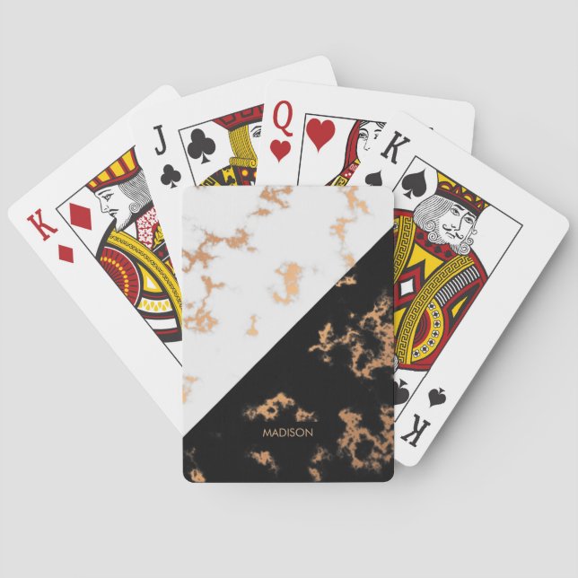 Black and White Marble Playing Cards (Back)