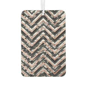 Black and White Marble Rose Gold Chevron Zigzag Air Freshener