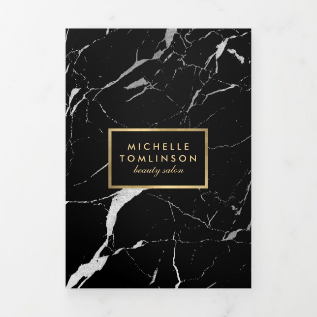 Black and White Marble Salon or Product Brochure (Cover)