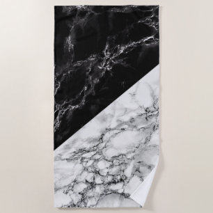 Black and White Marble Stone - Elegant Beach Towel