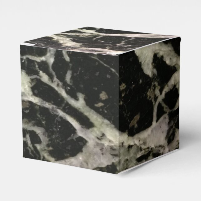 Black and White Marble Stone Favor Box (Front Side)