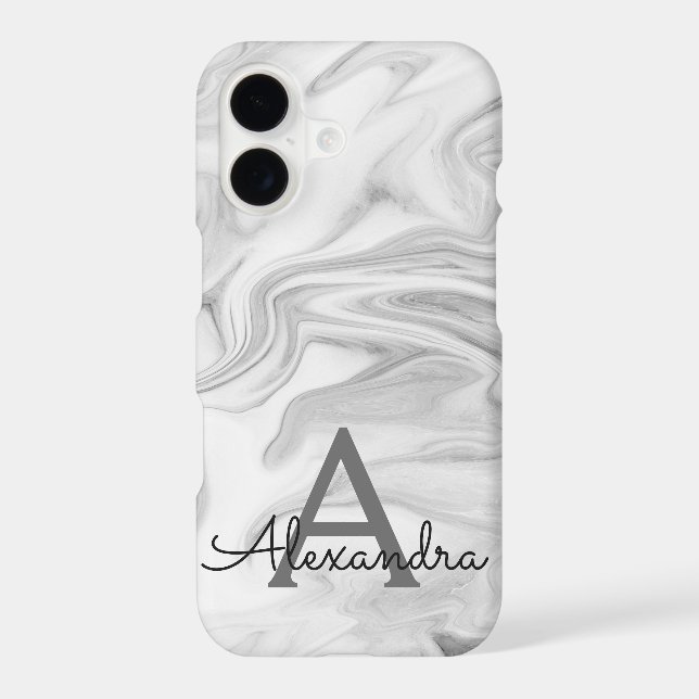 Black and White Marble Stone Monogram (Back)