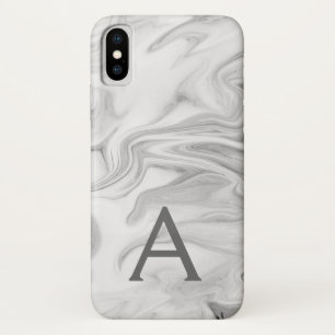 Black and White Marble Stone Monogram Case-Mate iPhone Case