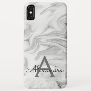 Black and White Marble Stone Monogram iPhone XS Max Case