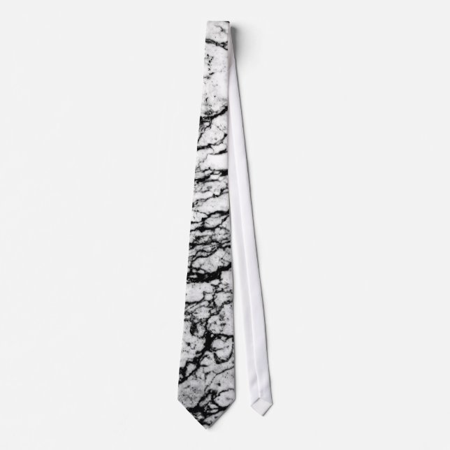 Black and White Marble Stone Pattern Tie (Front)