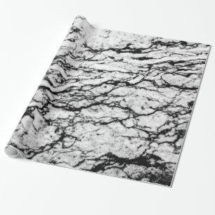 Black and White Marble Stone Pattern Wrapping Paper