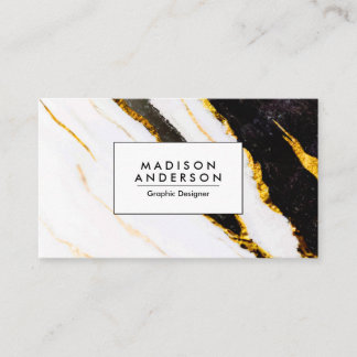 Black and White Marble Texture Business Card