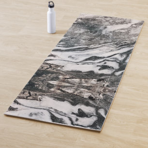 Black and White Marble Texture Pattern Yoga Mat