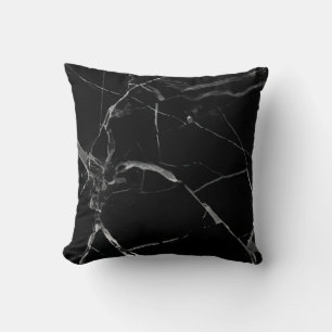 Black and White Marble Throw Pillow