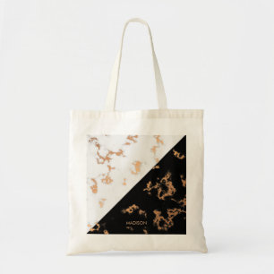 Black and White Marble Tote Bag