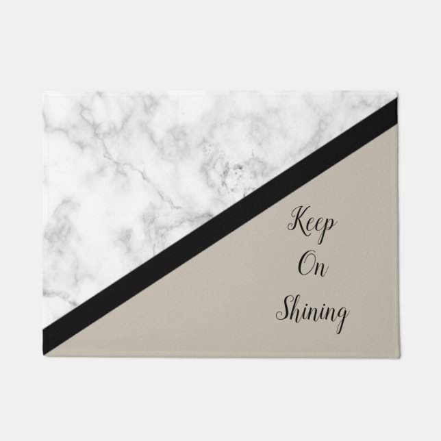 Black and White Marble w/Black Line and Tan Doormat (Front)