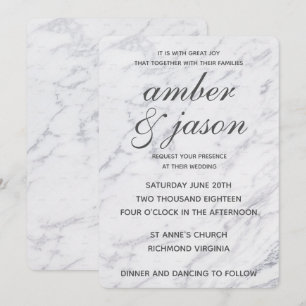 Black and White Marble Wedding Invitation