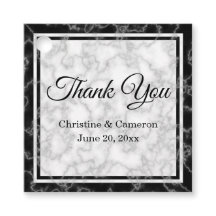 Black and White Marble Wedding Thank You