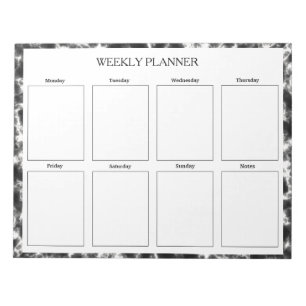 Black And White Marble Weekly Planner Custom Notepad