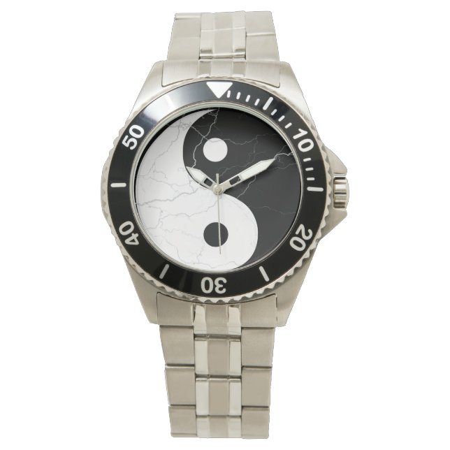Black and White Marble Yin Yang Watch (Front)