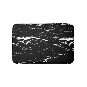 Black and White Marbled Effect Bath Mat