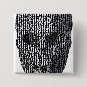 Black And White Marbled Skull 2 Inch Square Button