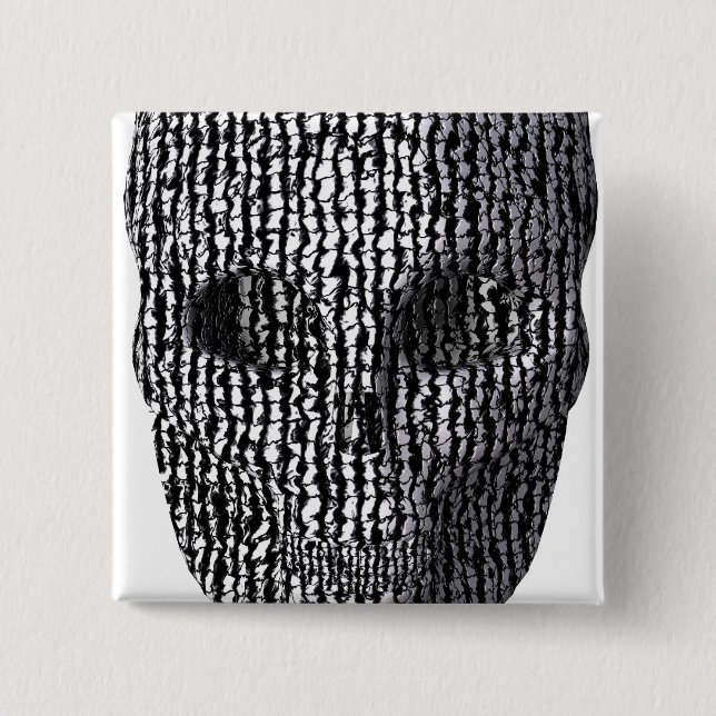 Black And White Marbled Skull 2 Inch Square Button (Front)