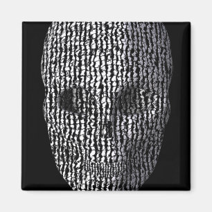 Black And White Marbled Skull Magnet