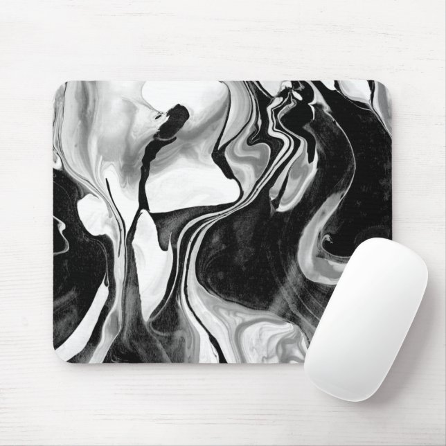 Black and White Marbling Mouse Pad (With Mouse)