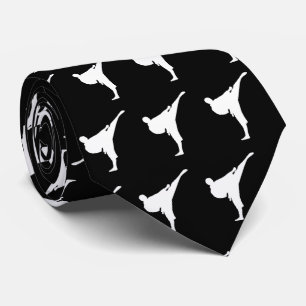 Black and white martial art karate kick pattern tie