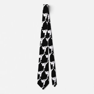 Black and white martial art kickbox pattern tie