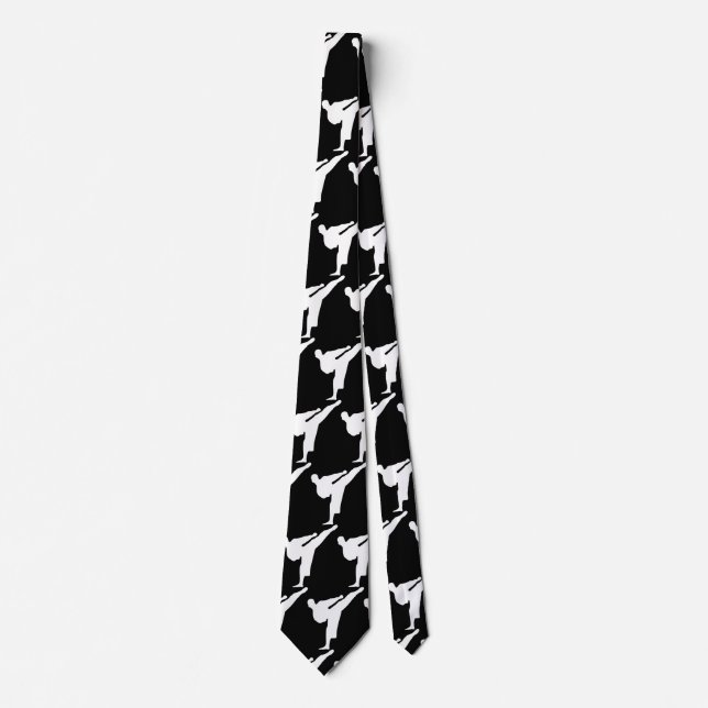 Black and white martial art kickbox pattern tie (Front)