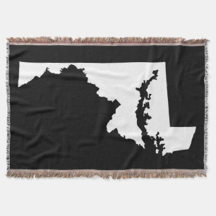 Black and White Maryland Shape Throw Blanket
