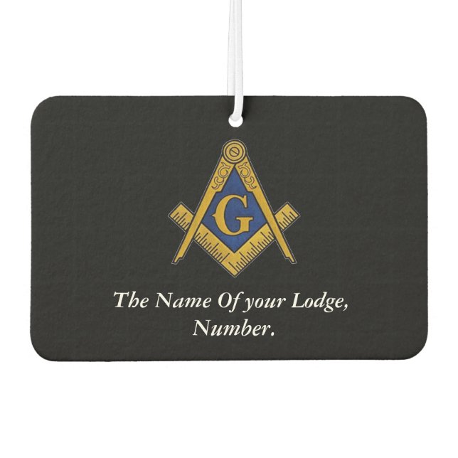Black and White Masonic Freemason Compass Air Freshener (Front)