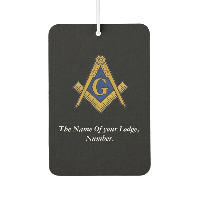 Black and White Masonic Freemason Compass Air Freshener (Front)