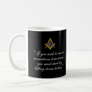 Black and White Masonic Freemason Compass Coffee Mug