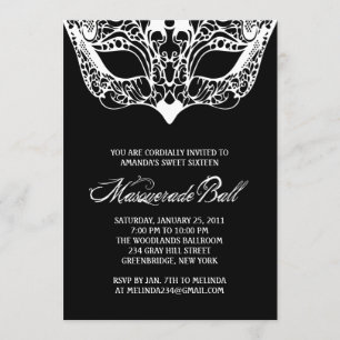 Black and White Masquerade Invitations