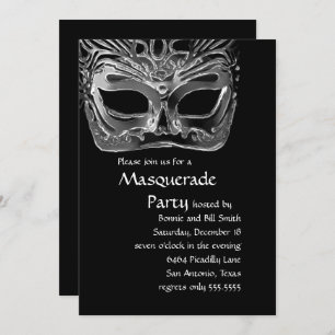 Black and White Masquerade Party Invitation
