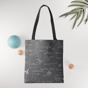 Black and white math equations and math graphics tote bag