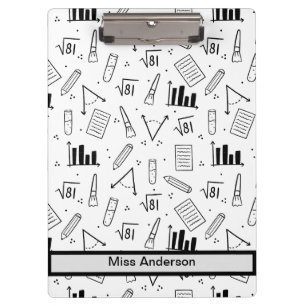 Black and White Math Themed Customizable Teacher's Clipboard